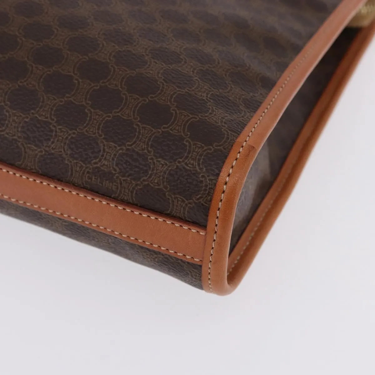 Celine Macadam Pochette Canvas and Leather, Brown, PVC, Clutch