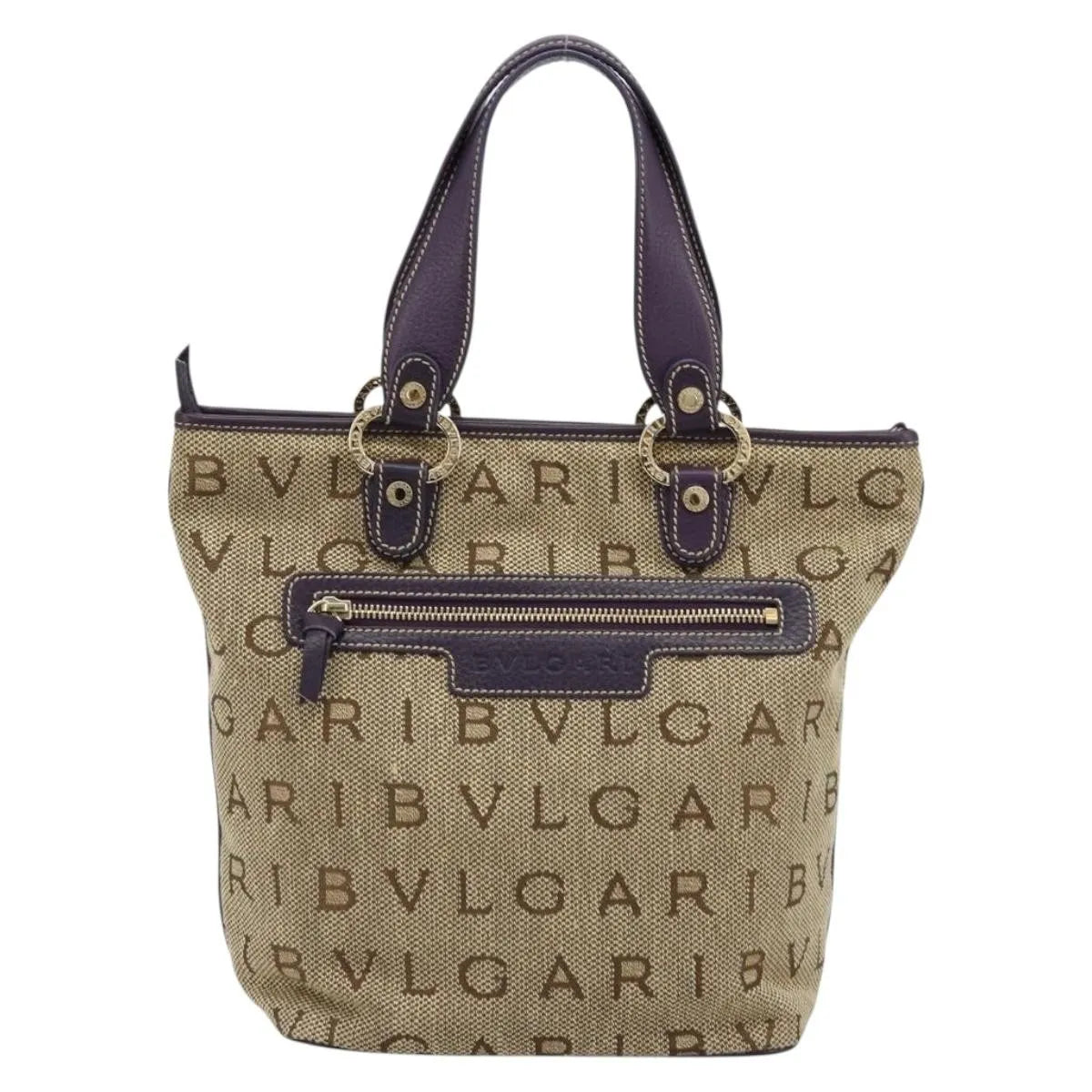 Bvlgari Logomania Canvas, Beige, Canvas, Tote Bag