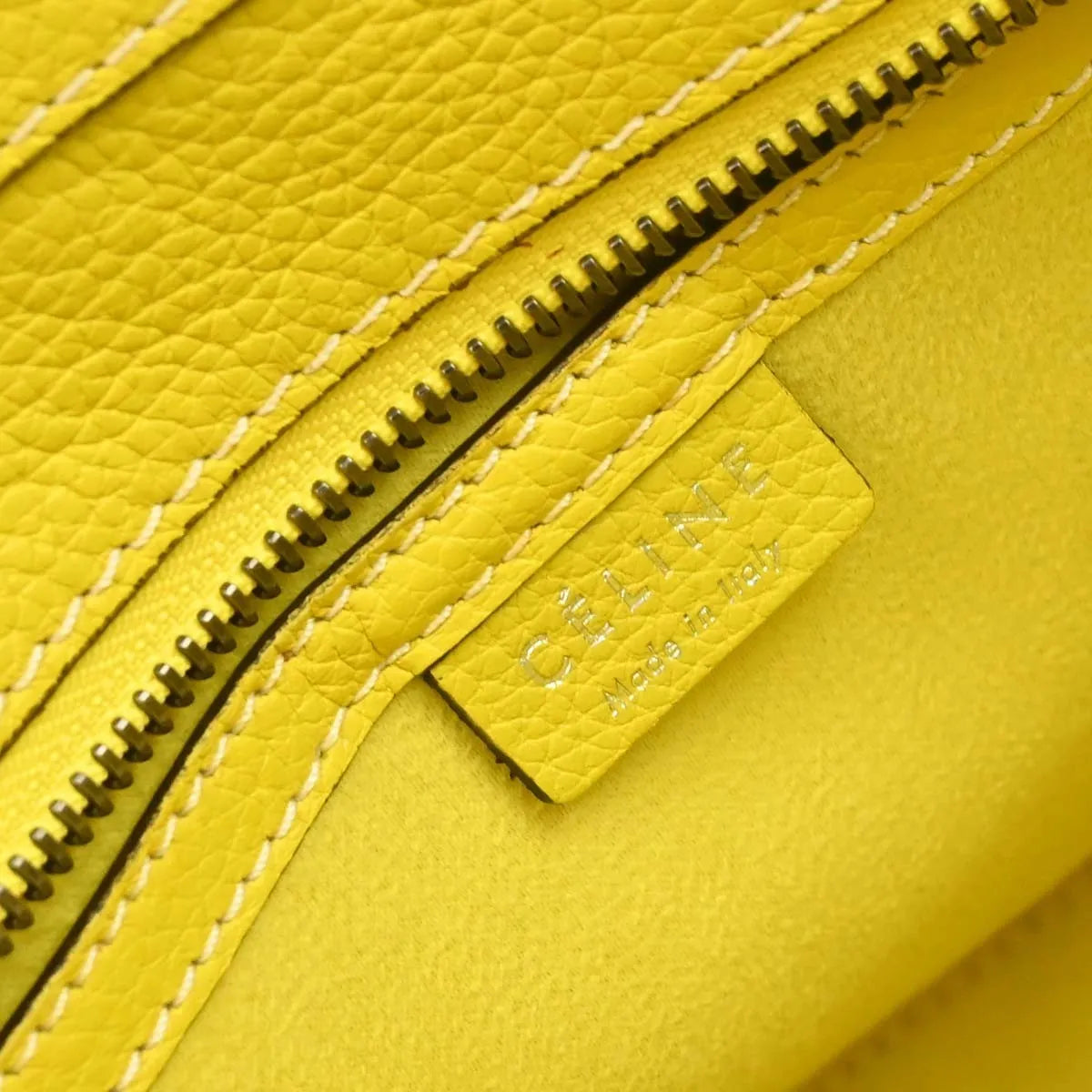 Celine Luggage Grainy Leather, Yellow, Leather, Tote Bag
