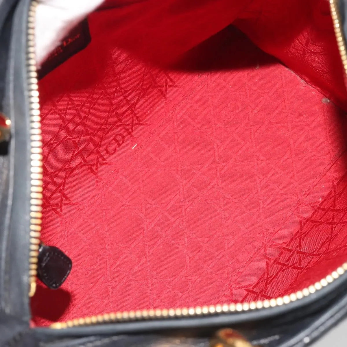 Christian Dior Vintage Lady Dior Cannage Quilt Lambskin, Black, Leather, Handbag
