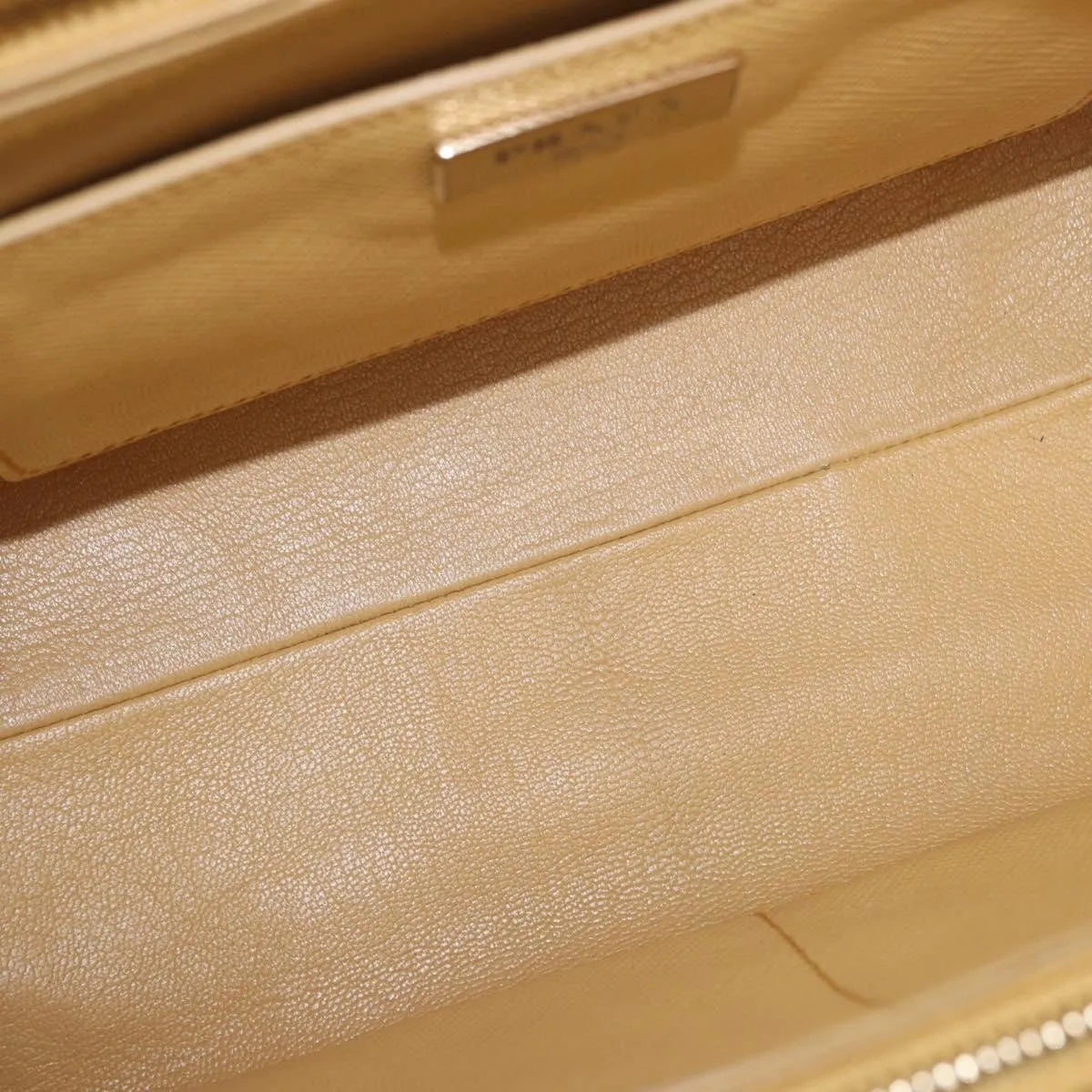 Prada Cuir Frame Double Zip Tote Saffiano Leather, Yellow, Leather, Tote Bag