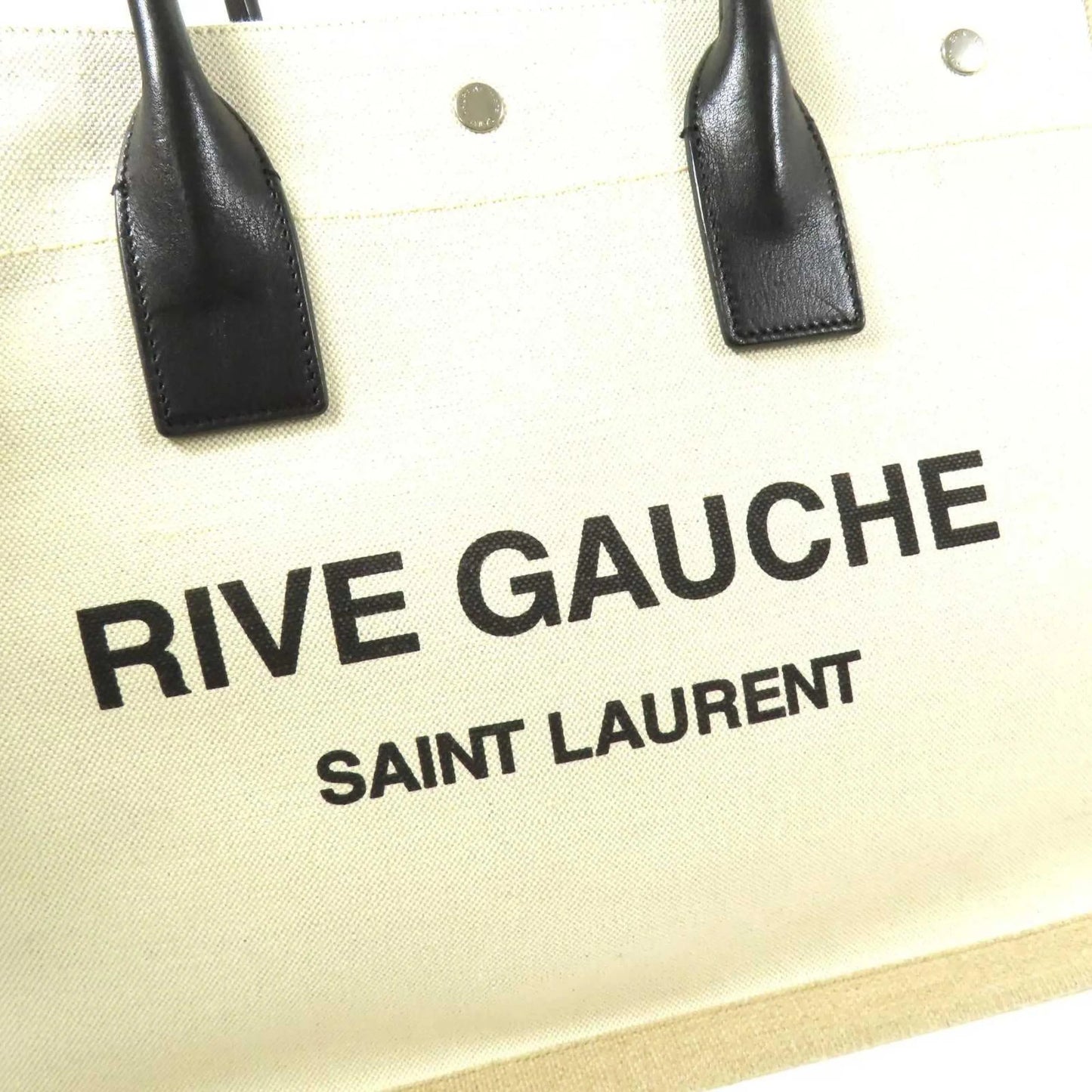 Saint Laurent Rive Gauche Felt and leather, Beige, Canvas, Tote Bag