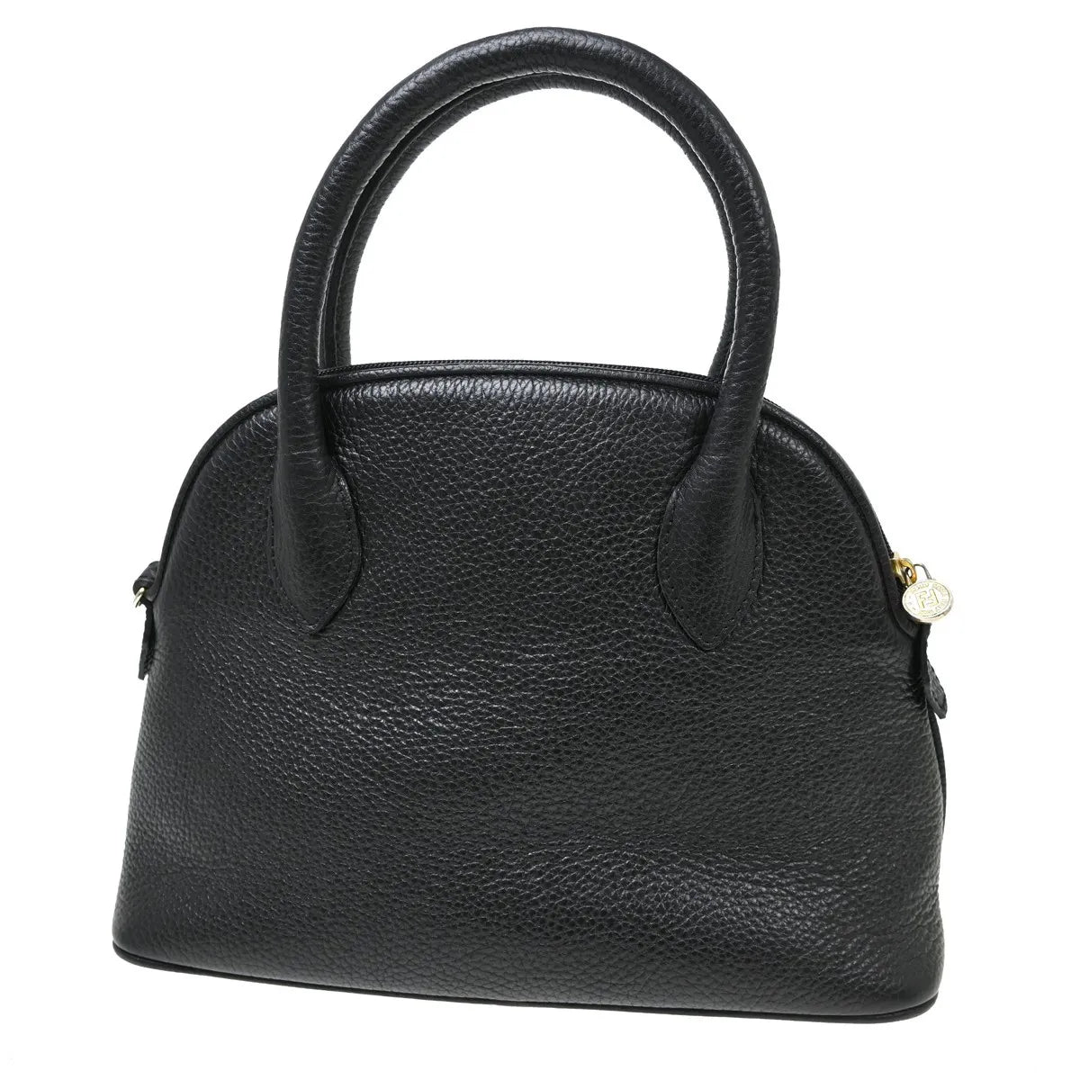 Fendi Vintage Dome Satchel Leather, Black, Leather, Handbag