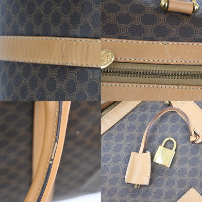 Celine Vintage Duffle Macadam Coated Canvas, Brown, PVC, Travel Bag