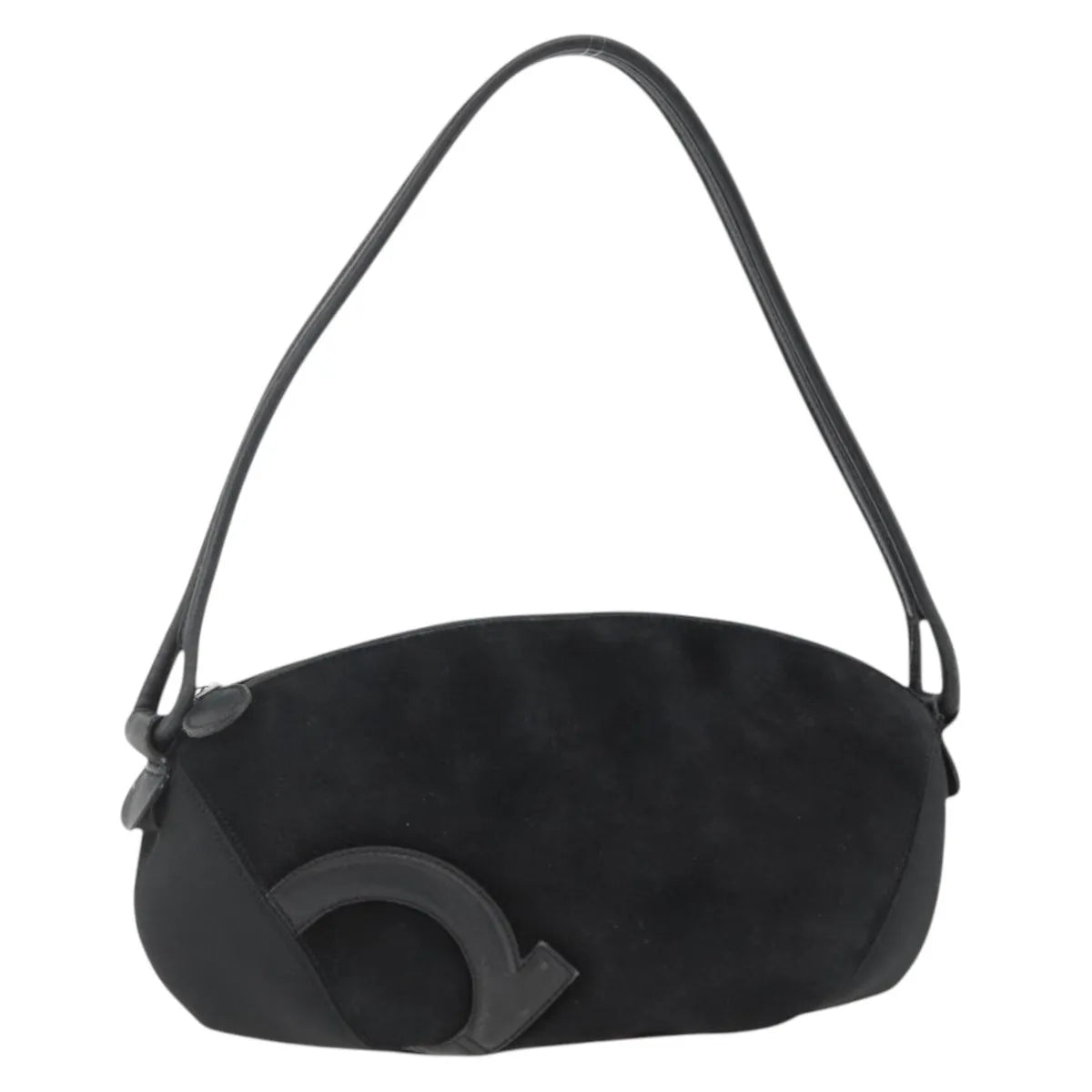 Salvatore Ferragamo Gancini Suede, Black, Suede, Shoulder Bag