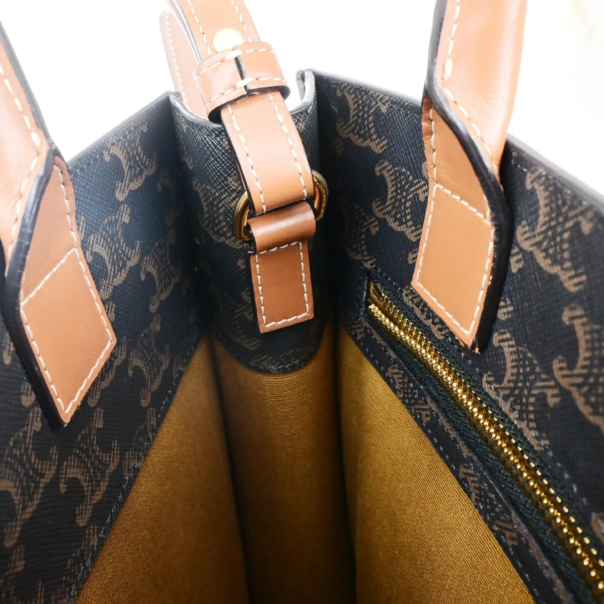 Celine Vertical Cabas Tote Triomphe Coated Canvas, Brown, Canvas, Tote Bag