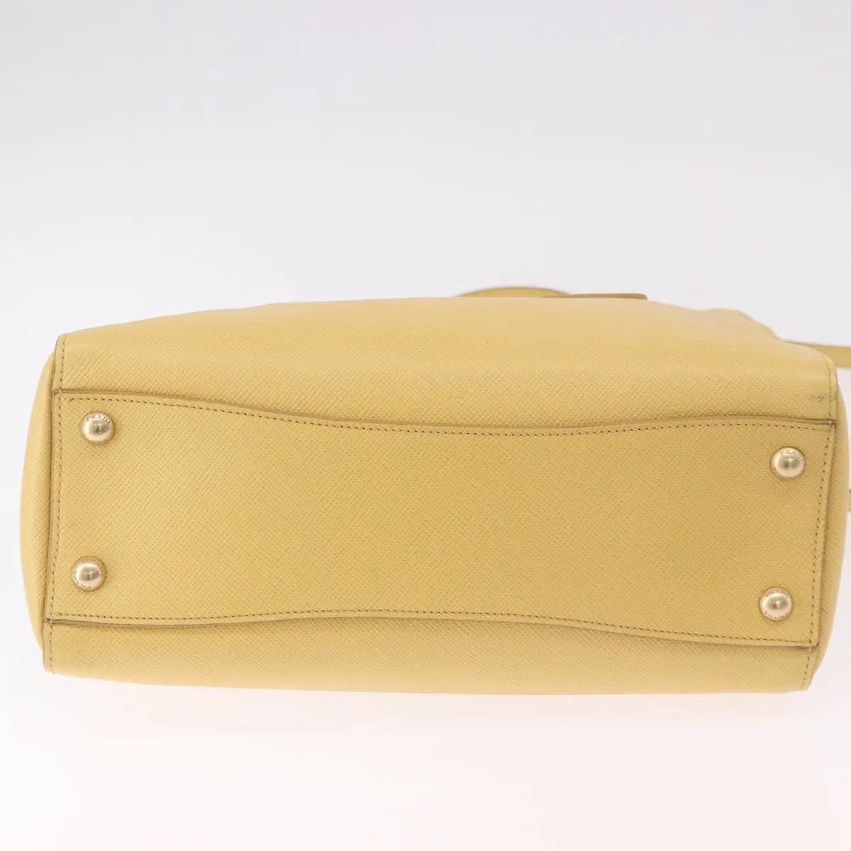 Prada Cuir Frame Double Zip Tote Saffiano Leather, Yellow, Leather, Tote Bag