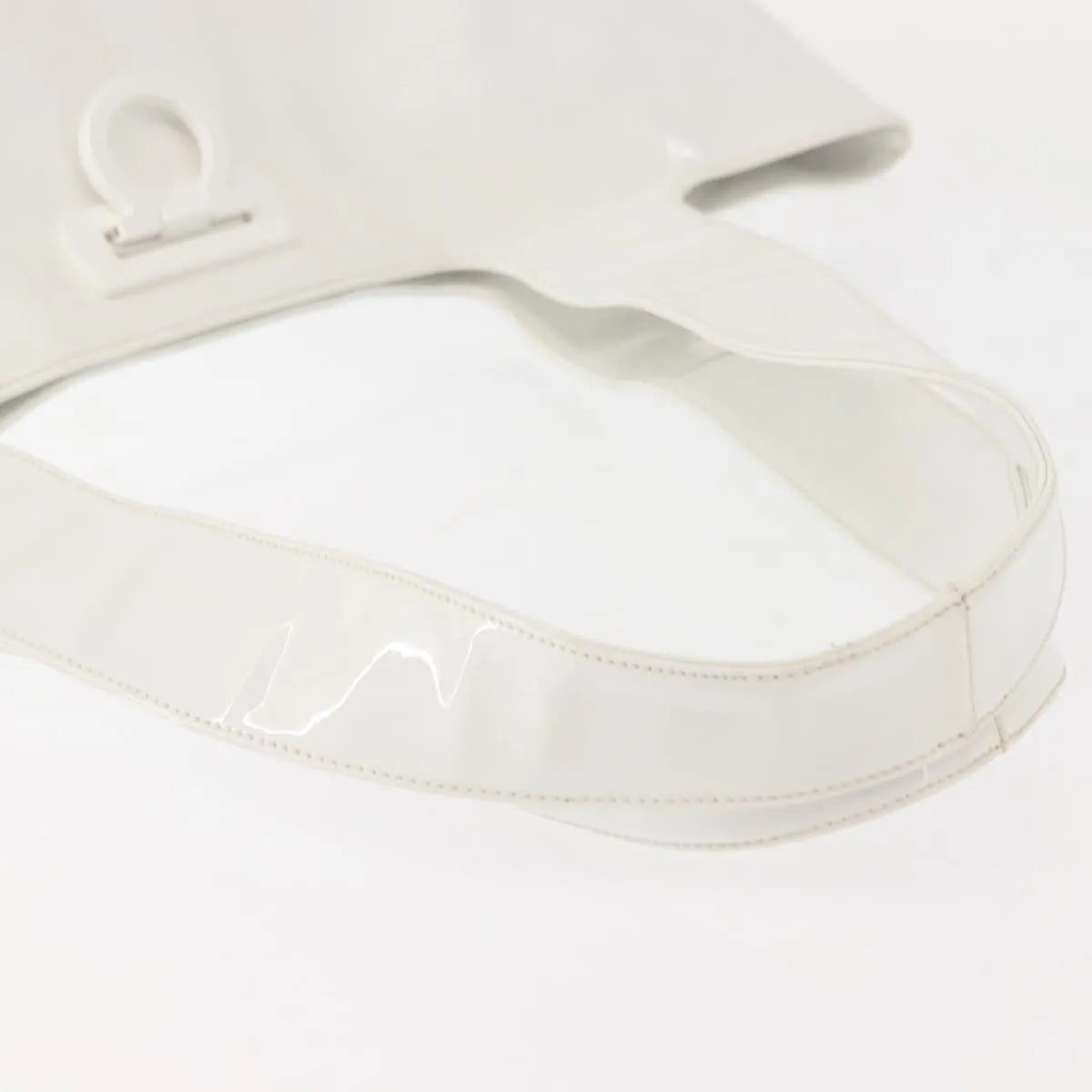 Salvatore Ferragamo Gancini Tote Patent leather, White, Patent Leather, Tote Bag