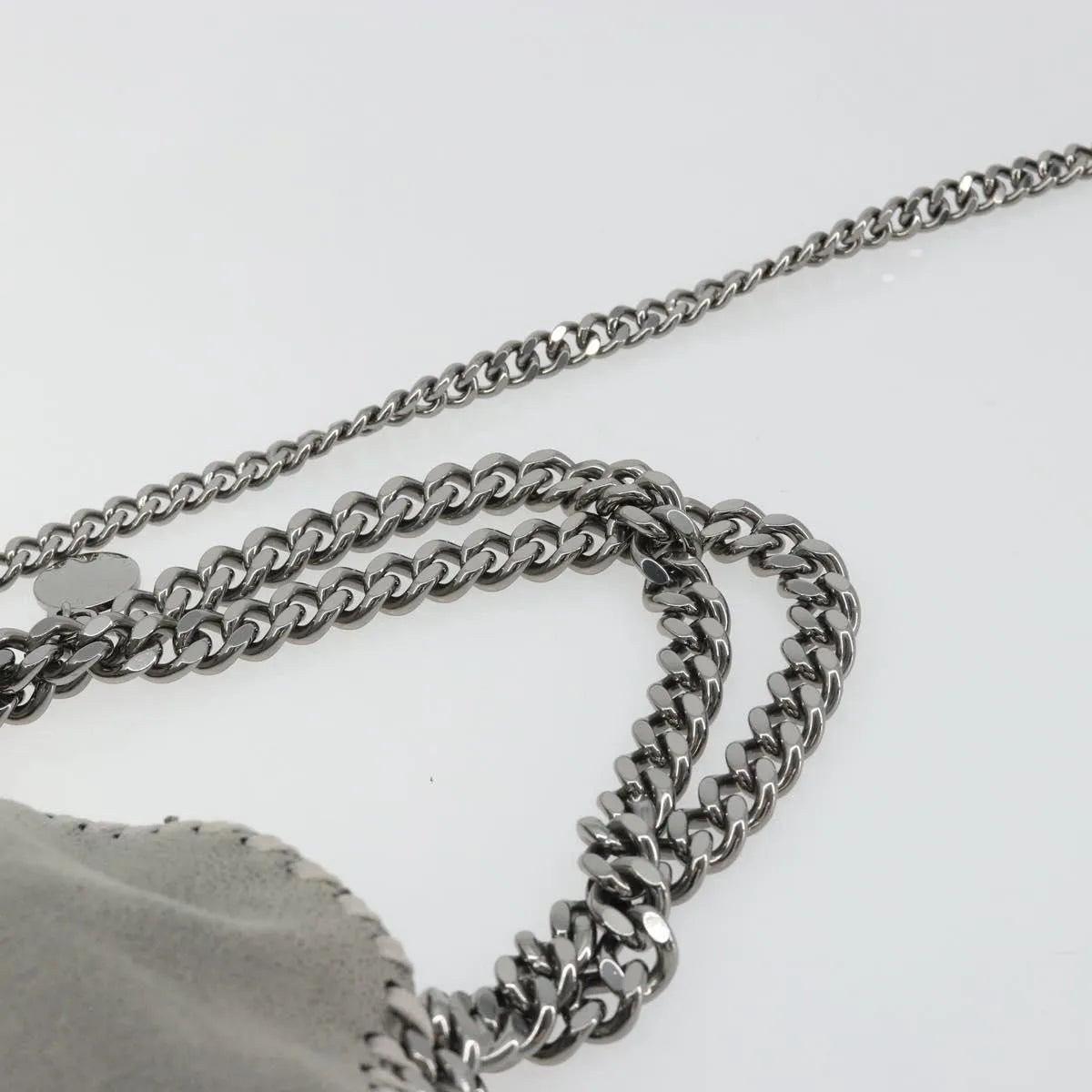 Stella McCartney Falabella Fold Over Faux Leather, Gray, Polyester, Shoulder Bag