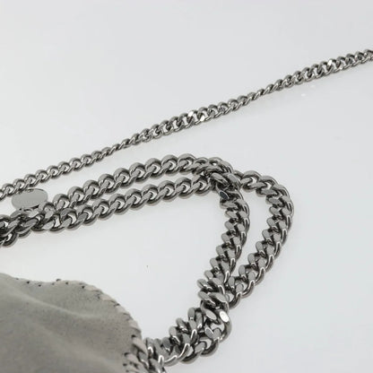 Stella McCartney Falabella Fold Over Faux Leather, Gray, Polyester, Shoulder Bag
