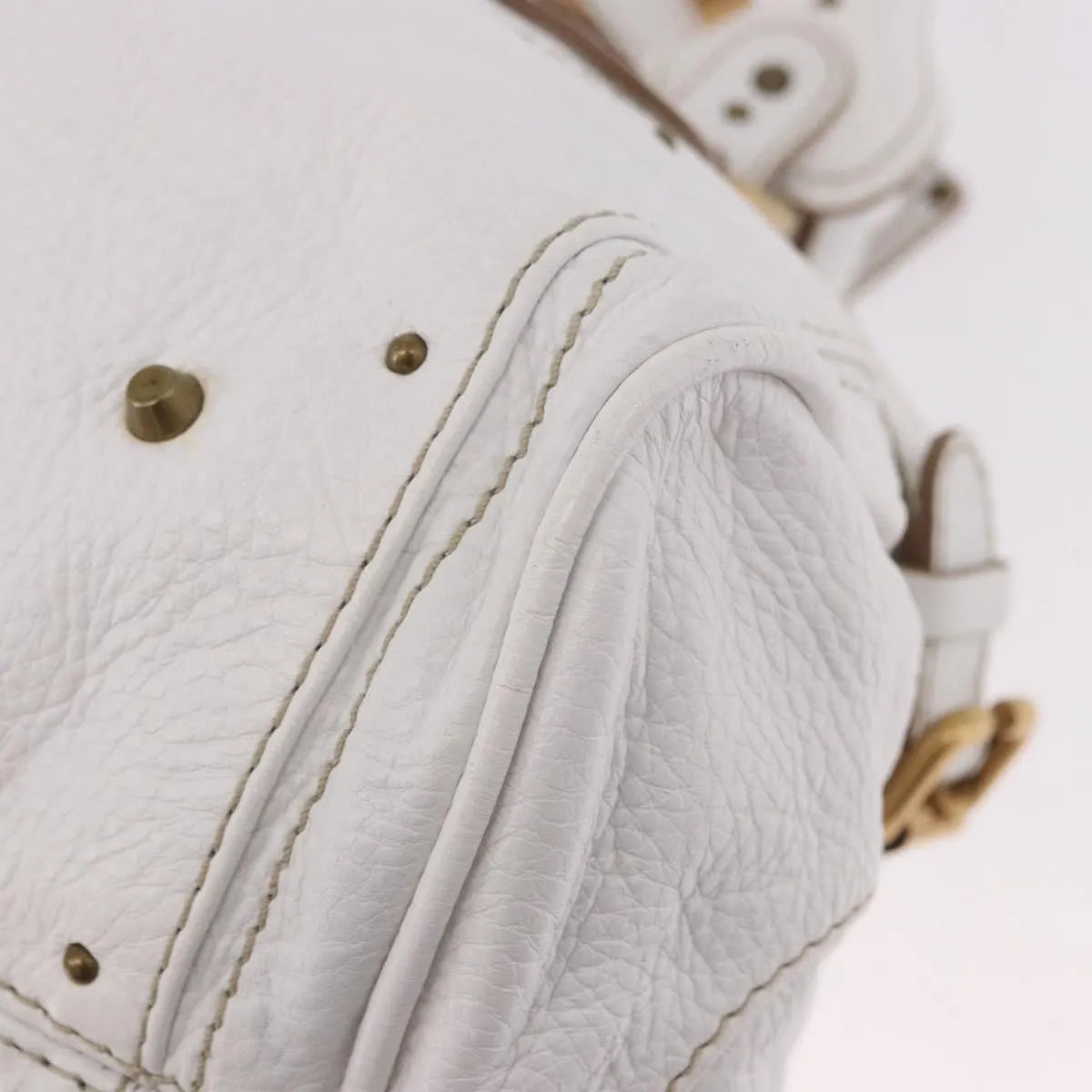 Chloe Paddington Lock Leather, White, Leather, Handbag