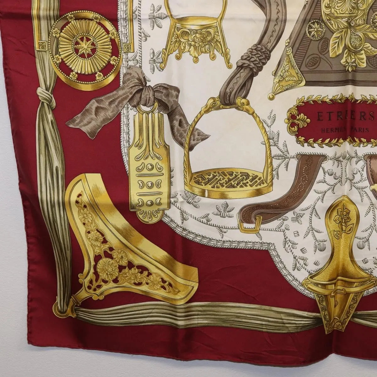 Hermes Carré 90 Silk multicolor, Burgundy, Silk, Scarf
