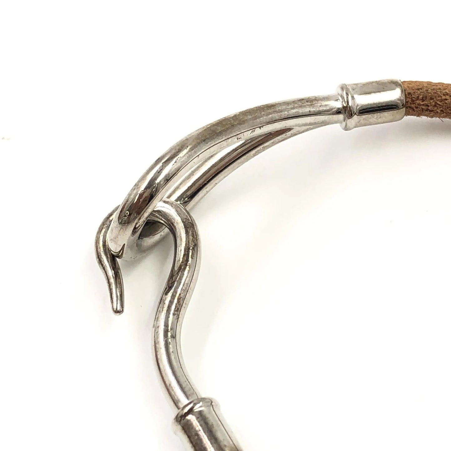 Hermes Jumbo Hook Braided Leather and Metal, Brown, Leather, Bracelet