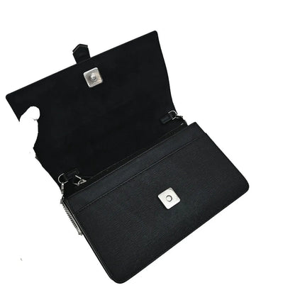 Fendi Karlito Wallet on Chain Studded Saffiano Leather, Black, Leather, Shoulder Bag