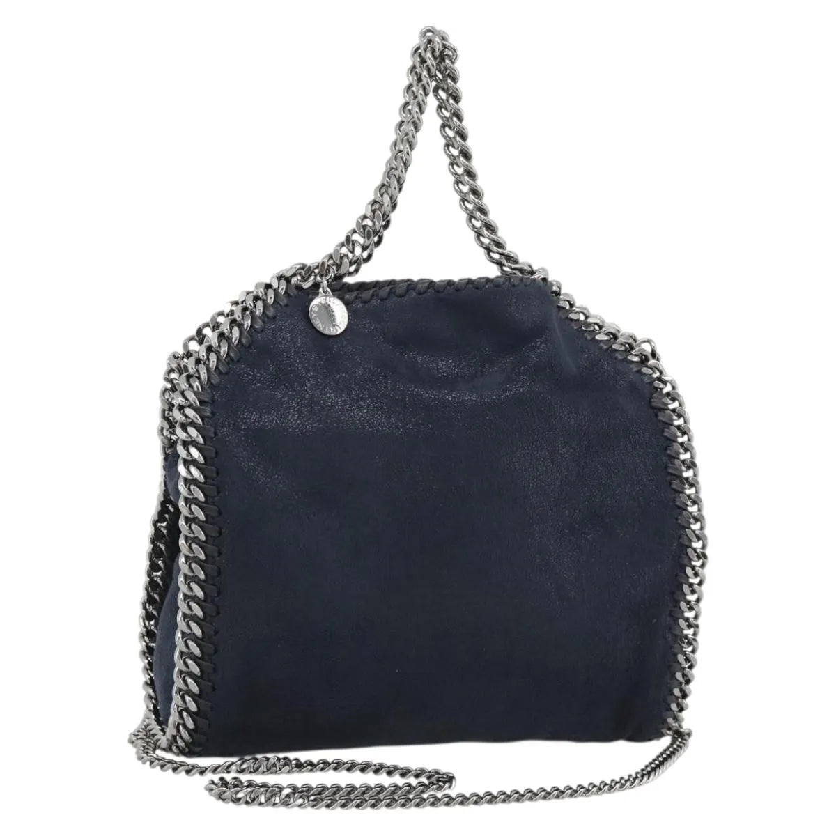 Stella McCartney Falabella Fold Over Faux Leather, Navy, Polyester, Shoulder Bag