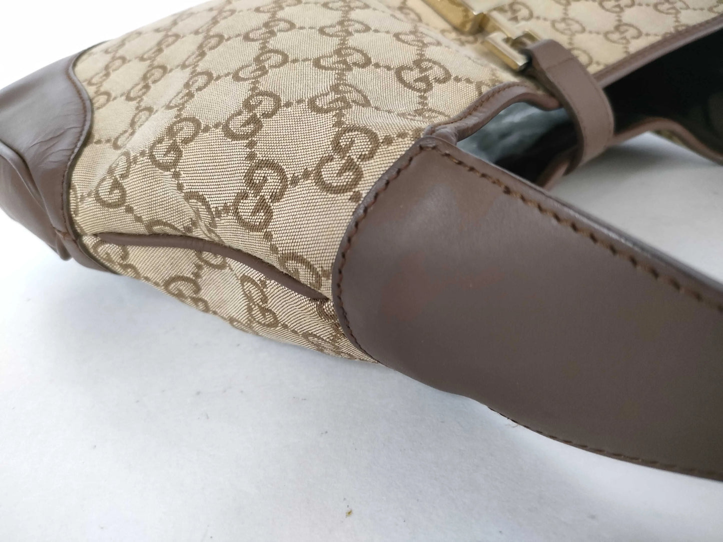 Gucci Jackie O GG Canvas with Leather, Beige, Canvas, Shoulder Bag