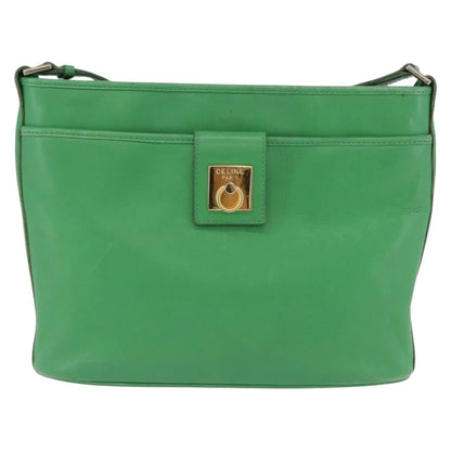 Celine Vintage Leather, Green, Leather, Shoulder Bag