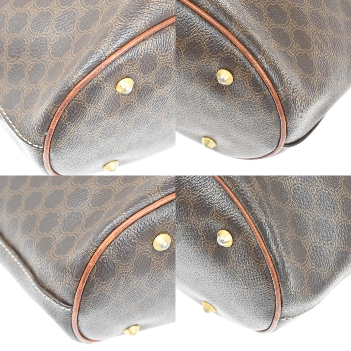 Celine Vintage Macadam Canvas and Leather, Brown, Canvas, Tote Bag
