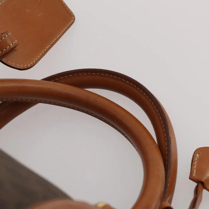 Celine Vintage Macadam Boston Canvas and Leather, Brown, PVC, Handbag