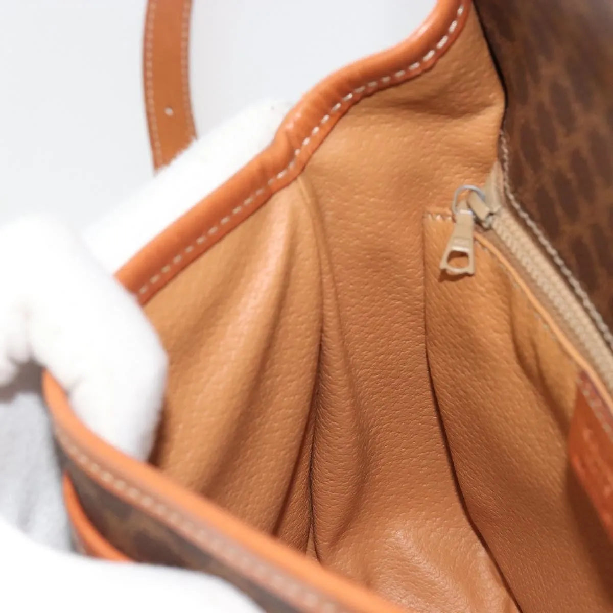 Celine Vintage Macadam Canvas and Leather, Brown, Canvas, Shoulder Bag