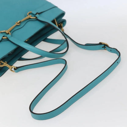 Gucci Bright Bit Convertible Tote Leather, Blue, Leather, Tote Bag