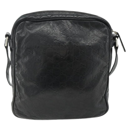 Gucci Front Zip Messenger Guccissima Leather, Black, Leather, Shoulder Bag
