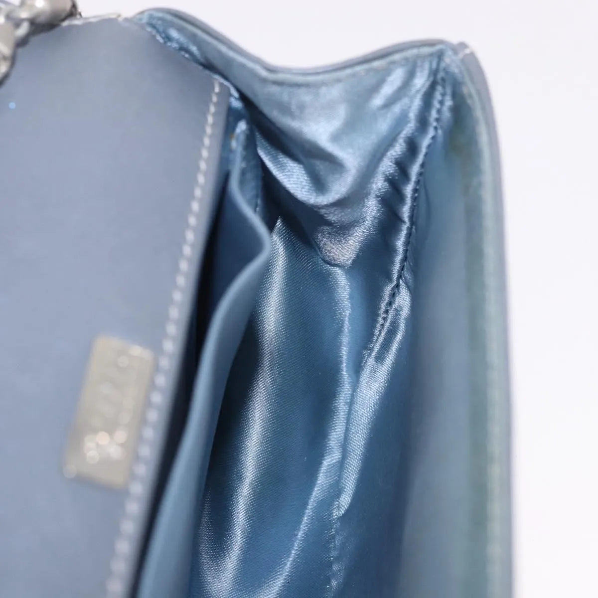 Gucci Vintage Convertible Bamboo Top Handle Leather, Blue, Leather, Handbag