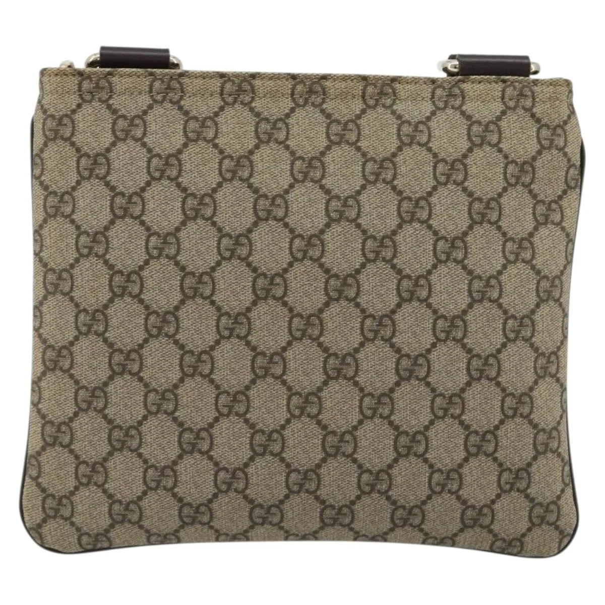 Gucci Zip Top Messenger GG Canvas with Leather, Beige, Canvas, Shoulder Bag