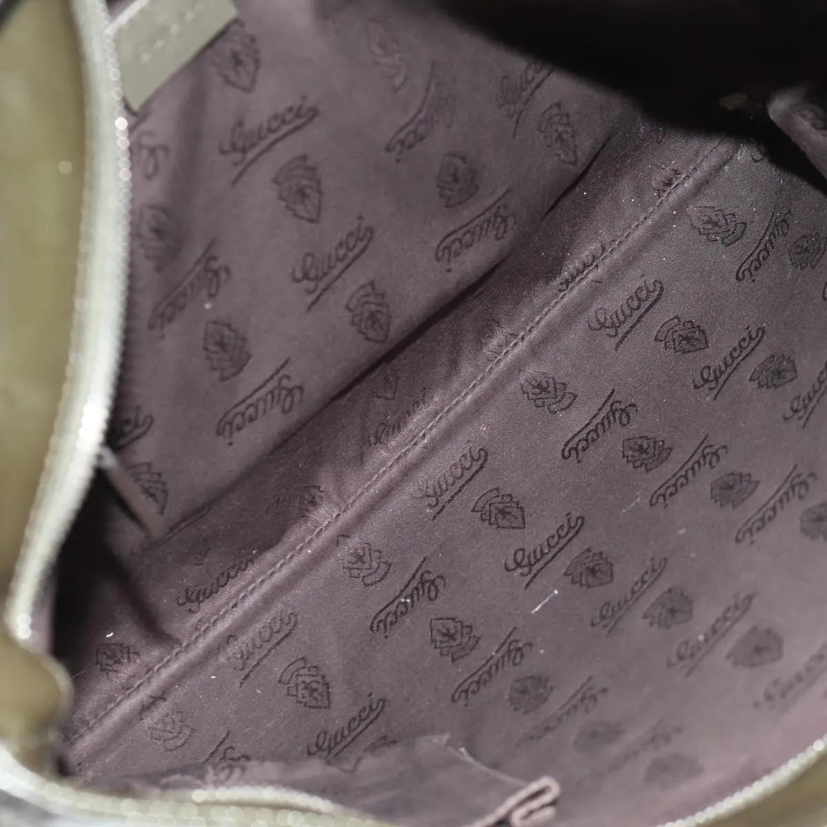 Gucci Zip Top Messenger GG Imprime, Khaki, Canvas, Shoulder Bag