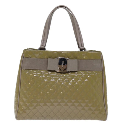 Salvatore Ferragamo Vala Patent leather, Beige, Patent Leather, Handbag