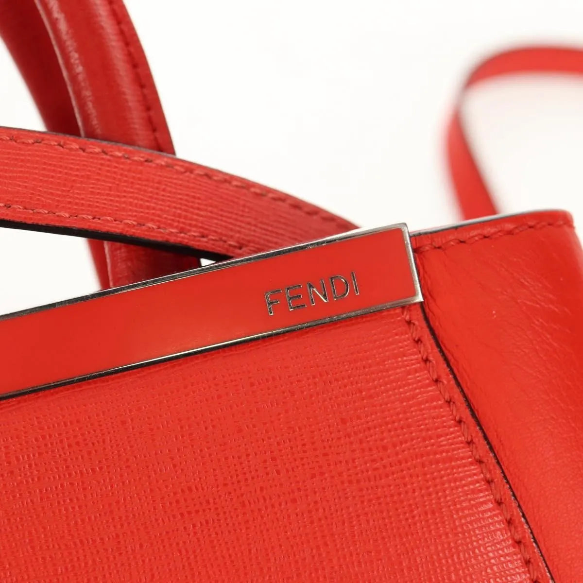 Fendi 2Jours Leather, Red, Leather, Tote Bag