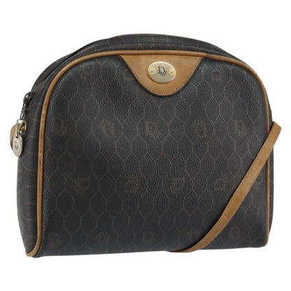 Christian Dior Vintage Honeycomb Canvas and Leather, Black, Canvas, Shoulder Bag