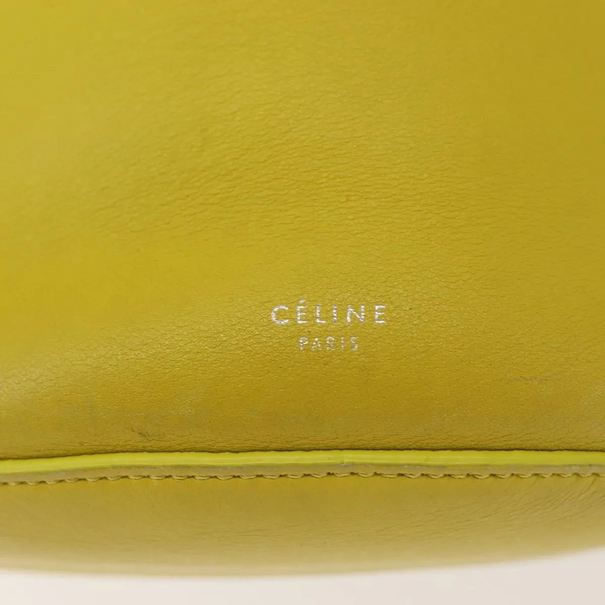 Celine Long Strap Big Bag Bucket Leather, Yellow, Leather, Handbag