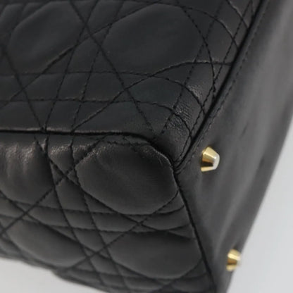 Christian Dior Vintage Lady Dior Cannage Quilt Lambskin, Black, Leather, Handbag