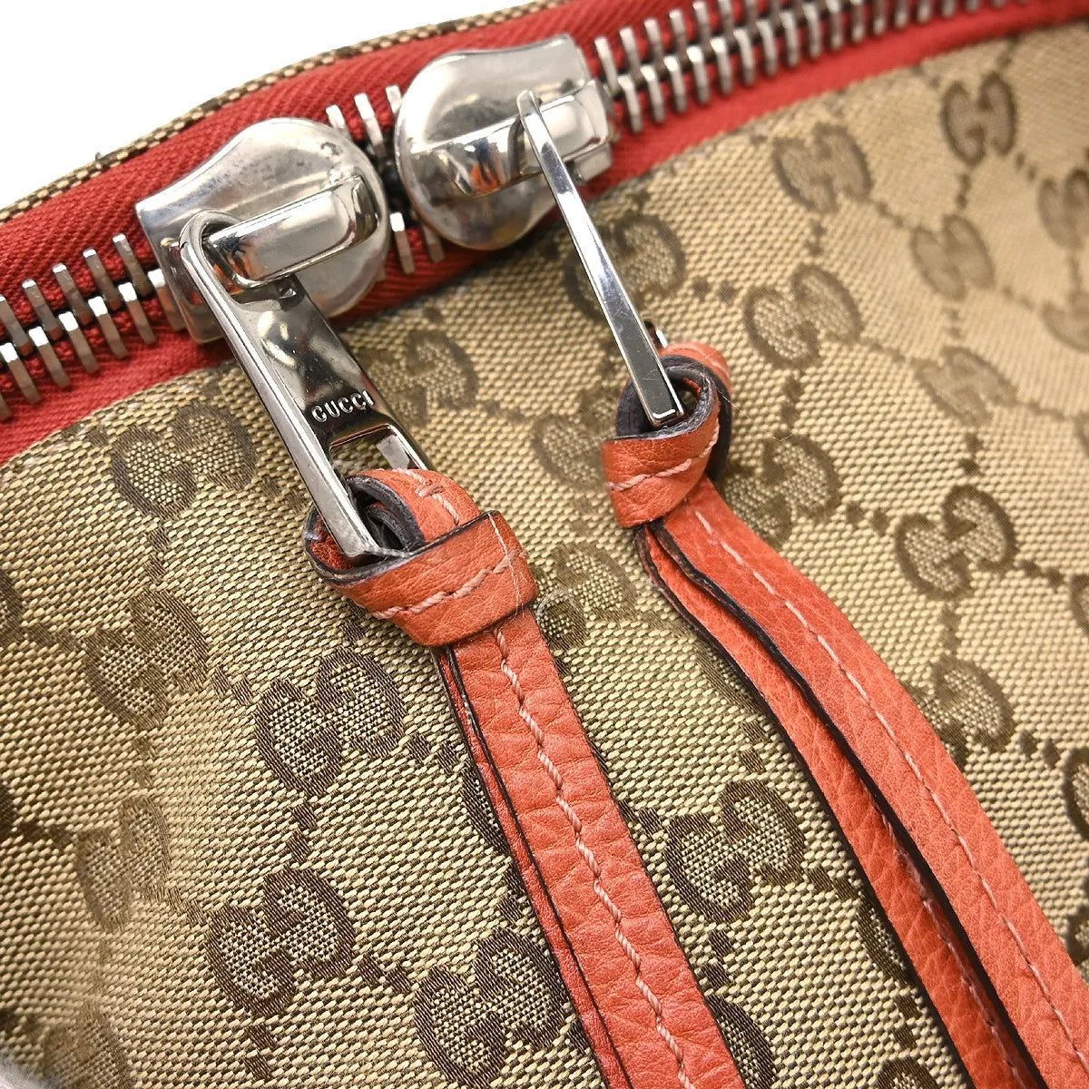 Gucci Bamboo Boston Horsebit Canvas with Leather, Beige, Canvas, Handbag