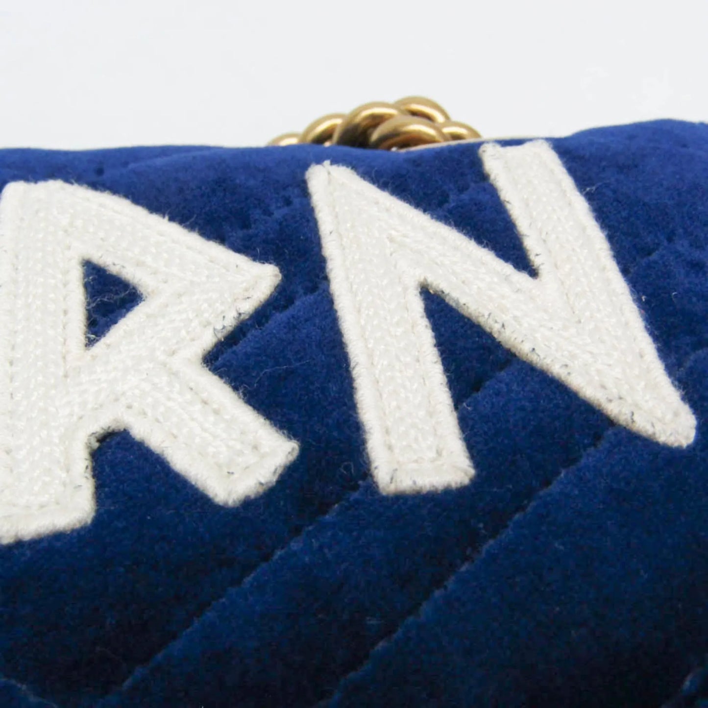 Gucci GG Marmont Flap Embroidered Matelasse Velvet, Blue, Velvet, Shoulder Bag