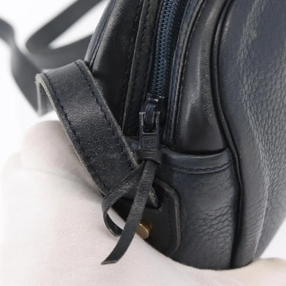 Christian Dior Vintage CD Logo Leather, Navy, Leather, Shoulder Bag