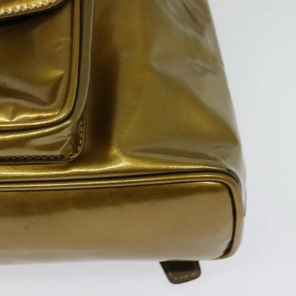 Gucci Vintage Bamboo Patent, Gold, Patent Leather, Backpack