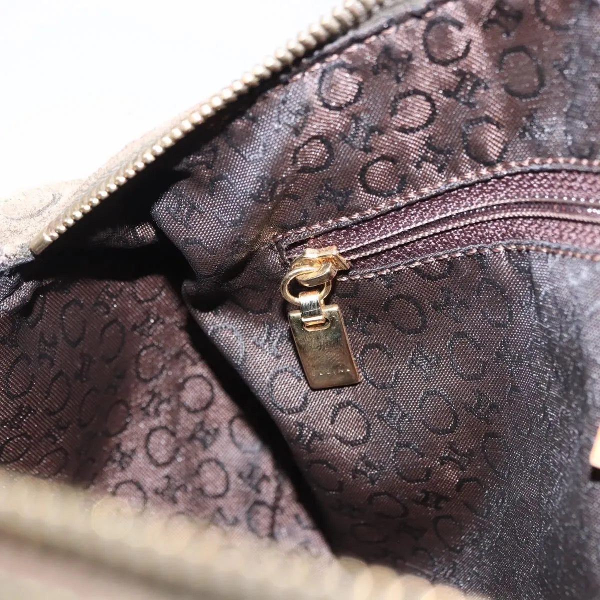Celine C Macadam Suede and Leather, Green, Suede, Handbag