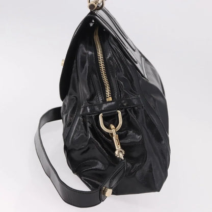 Gucci Pop Bamboo Handle Dialux Coated Canvas, Black, PVC, Handbag
