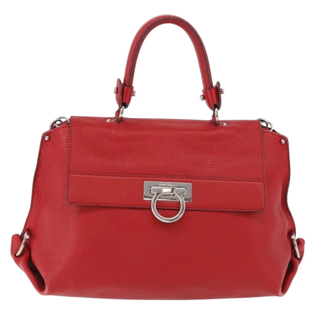 Salvatore Ferragamo Sofia Satchel Grainy Leather, Red, Leather, Handbag