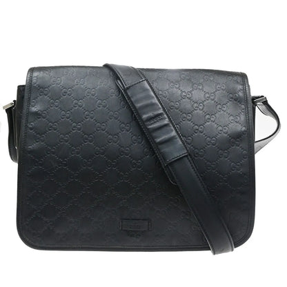 Gucci Flap Messenger Bag (Outlet) Guccissima Leather, Black, Leather, Shoulder Bag