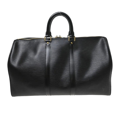 Louis Vuitton Keepall Epi, Black, Leather, Travel Bag