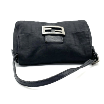 Fendi Mamma Baguette Canvas, Black, Canvas, Handbag