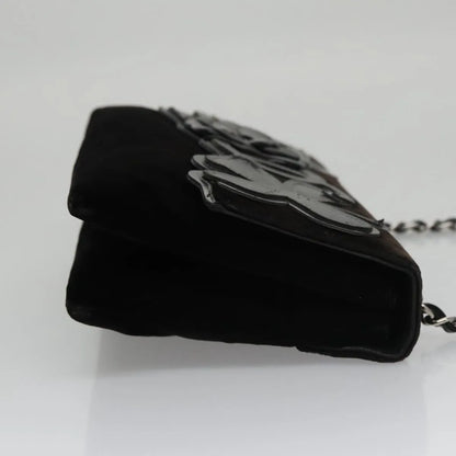 Chanel Camellia No.5 Chain Flap Velvet, Black, Velvet, Shoulder Bag