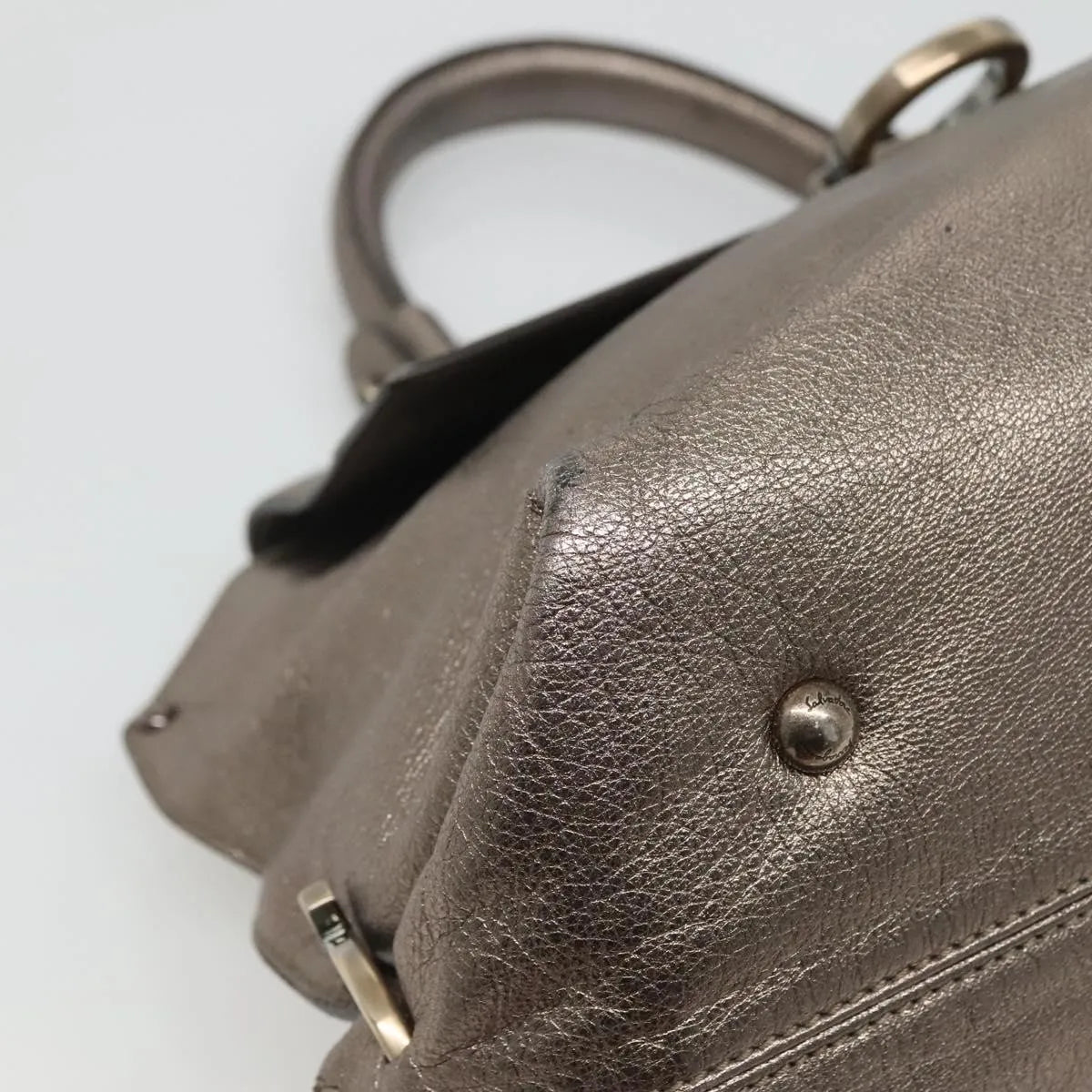 Salvatore Ferragamo Sofia Satchel Leather, Gold, Leather, Handbag