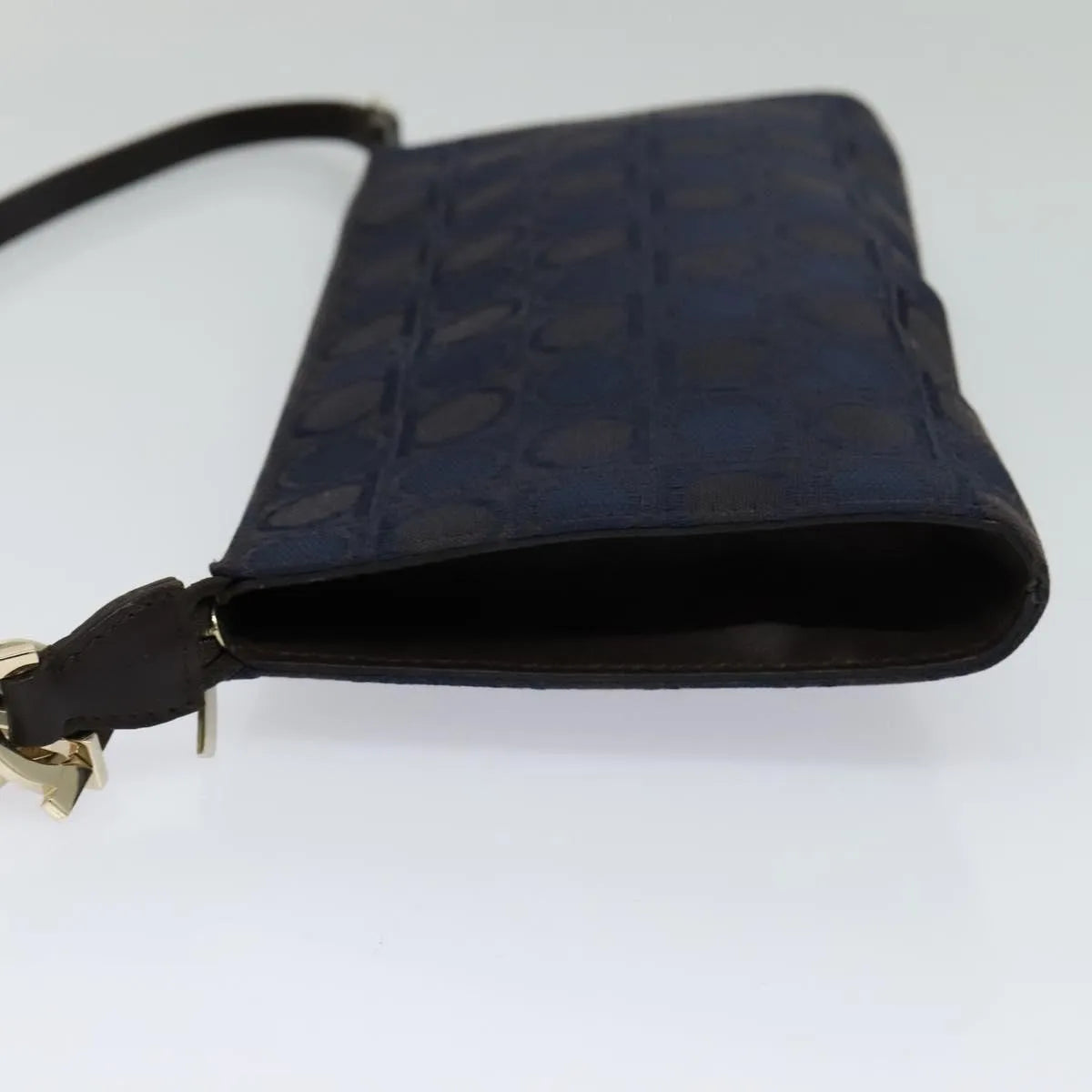 Salvatore Ferragamo Gancini Canvas, Navy, Canvas, Handbag