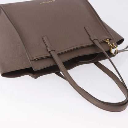 Salvatore Ferragamo Amy Tote Pebbled Leather, Beige, Leather, Tote Bag