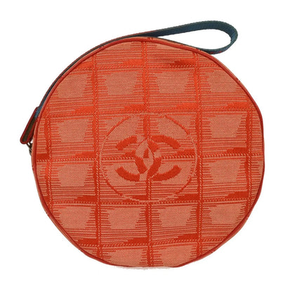Chanel Travel Line Round Wristlet Nylon, Orange, Nylon, Clutch