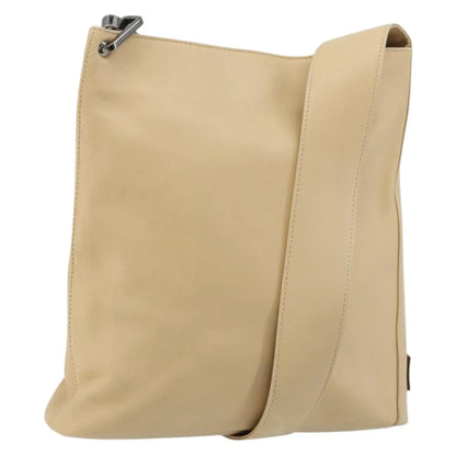 Gucci Vintage Flat Messenger Leather, Beige, Leather, Shoulder Bag